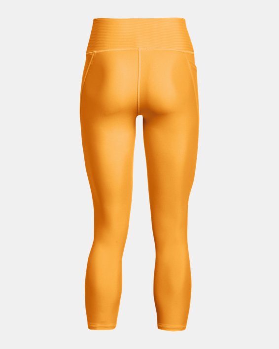 Damen HeatGear® Armour No-Slip Waistband Ankle-Leggings, Yellow, pdpMainDesktop image number 2